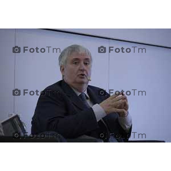 Bergamo presentazione del libro “Brembo - La velocità dei freni, storia di un’impresa dall’Italia al mondo” di Paolo Bricco con Enrico Letta e Francesco Giaazzi 29 maggio 2026 cronaca Bergamo Italia Foto Tiziano Manzoni Lapresse
