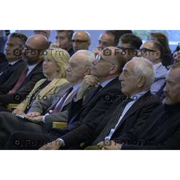Bergamo presentazione del libro “Brembo - La velocità dei freni, storia di un’impresa dall’Italia al mondo” di Paolo Bricco con Enrico Letta e Francesco Giaazzi 29 maggio 2026 cronaca Bergamo Italia Foto Tiziano Manzoni Lapresse