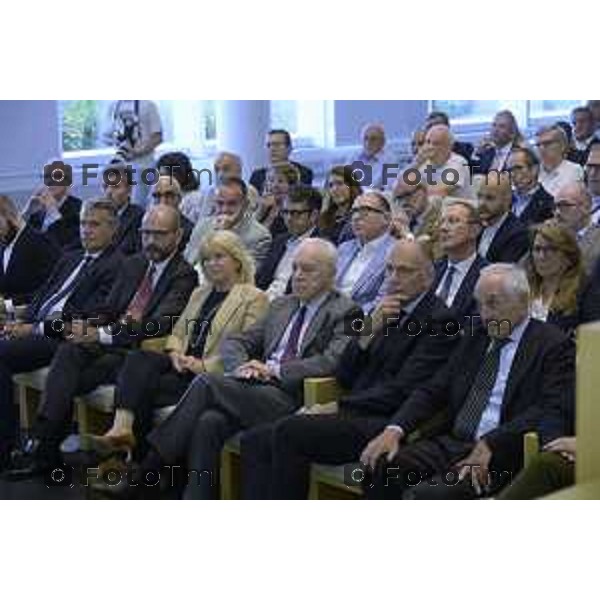 Bergamo presentazione del libro “Brembo - La velocità dei freni, storia di un’impresa dall’Italia al mondo” di Paolo Bricco con Enrico Letta e Francesco Giaazzi 29 maggio 2026 cronaca Bergamo Italia Foto Tiziano Manzoni Lapresse