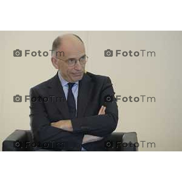 Bergamo presentazione del libro “Brembo - La velocità dei freni, storia di un’impresa dall’Italia al mondo” di Paolo Bricco con Enrico Letta e Francesco Giaazzi 29 maggio 2026 cronaca Bergamo Italia Foto Tiziano Manzoni Lapresse