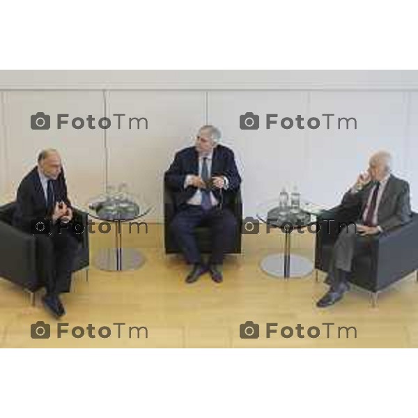 Bergamo presentazione del libro “Brembo - La velocità dei freni, storia di un’impresa dall’Italia al mondo” di Paolo Bricco con Enrico Letta e Francesco Giaazzi 29 maggio 2026 cronaca Bergamo Italia Foto Tiziano Manzoni Lapresse