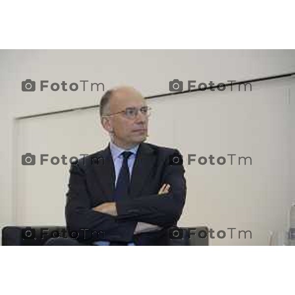 Bergamo presentazione del libro “Brembo - La velocità dei freni, storia di un’impresa dall’Italia al mondo” di Paolo Bricco con Enrico Letta e Francesco Giaazzi 29 maggio 2026 cronaca Bergamo Italia Foto Tiziano Manzoni Lapresse