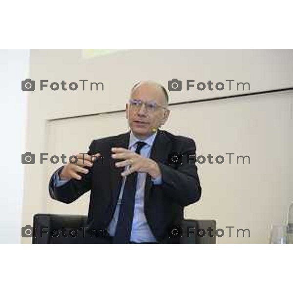 Bergamo presentazione del libro “Brembo - La velocità dei freni, storia di un’impresa dall’Italia al mondo” di Paolo Bricco con Enrico Letta e Francesco Giaazzi 29 maggio 2026 cronaca Bergamo Italia Foto Tiziano Manzoni Lapresse