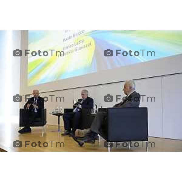 Bergamo presentazione del libro “Brembo - La velocità dei freni, storia di un’impresa dall’Italia al mondo” di Paolo Bricco con Enrico Letta e Francesco Giaazzi 29 maggio 2026 cronaca Bergamo Italia Foto Tiziano Manzoni Lapresse