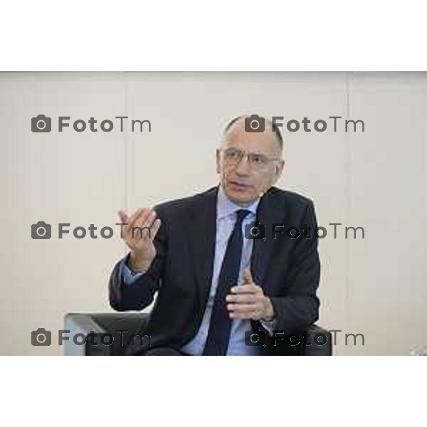 Bergamo presentazione del libro “Brembo - La velocità dei freni, storia di un’impresa dall’Italia al mondo” di Paolo Bricco con Enrico Letta e Francesco Giaazzi 29 maggio 2026 cronaca Bergamo Italia Foto Tiziano Manzoni Lapresse