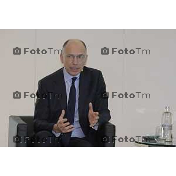 Bergamo presentazione del libro “Brembo - La velocità dei freni, storia di un’impresa dall’Italia al mondo” di Paolo Bricco con Enrico Letta e Francesco Giaazzi 29 maggio 2026 cronaca Bergamo Italia Foto Tiziano Manzoni Lapresse