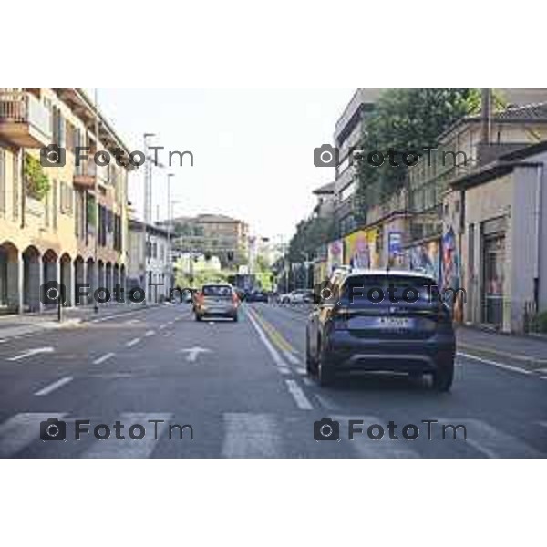 Bergamo nuova sgnaletica Bergamo via paleocopa e-BRT Bergamo-Dalmine-Verdellino 23 giugnoo 2026 cronaca Bergamo Italia Foto Tiziano Manzoni Lapresse