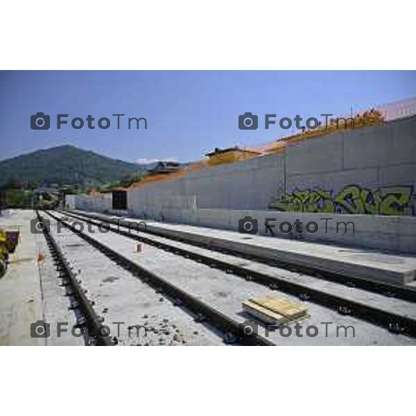 Bergamo Linea T2 Bergamo - Villa d\'Almè Tramvia della Valle Brembana Lavori fermate e vecchie stazioni nella foto tratto Almè 23 Giugno 2026 cronaca Bergamo Italia Foto Tiziano Manzoni Lapresse