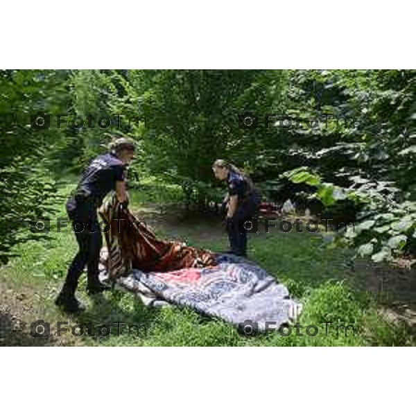 Bergamo Cividate al Piano. Controlli della polizia locale al boschetto della droga 30 giugno 2026 cronaca Bergamo Italia Foto Tiziano Manzoni Lapresse