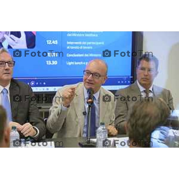 Bergamo, sede dell’Associazione Compagnia delle Opere incontro dedicato alla filiera del “4+2” con il Ministro dell’Istruzione Giuseppe Valditara. 13 LUGLIO cronaca Bergamo Italia Foto Tiziano Manzoni Lapresse