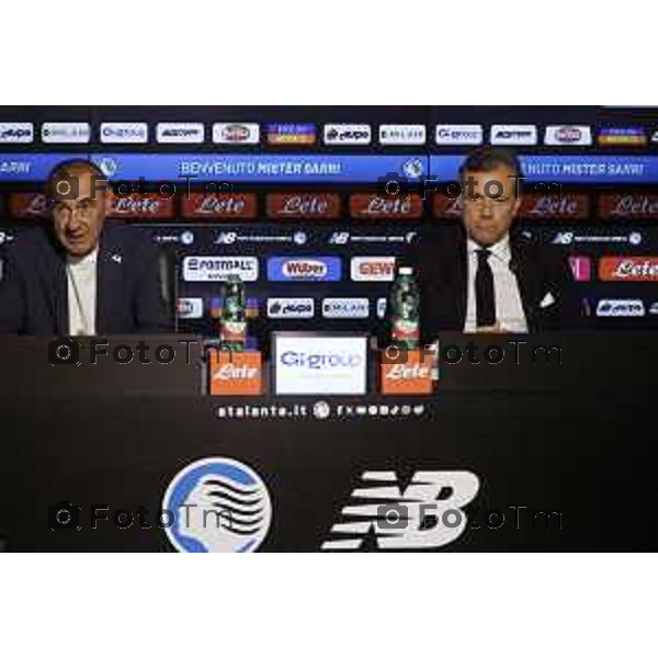 Atalanta Presentazione allenatore Maurizio Sarri vs Cristiano Giuntoli during the soccer match. Campionato serie A Tim 6-27 between at the New Training Center Cesare e Achille Bortolotti. Zingonia , north west Italy - Gloved 16 Luglio 2026. Sport - Soccer . Photo by Alberto Marianii