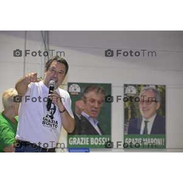 Festa Pomtida ( cisana Bergamasco ) Salvini Locatelli e Sardone cronaca Bergamo Italia Foto Tiziano Manzoni Lapresse