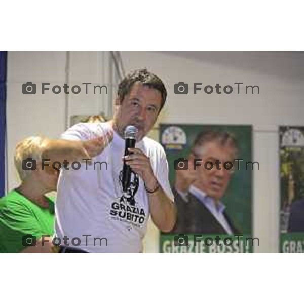 Festa Pomtida ( cisana Bergamasco ) Salvini Locatelli e Sardone cronaca Bergamo Italia Foto Tiziano Manzoni Lapresse