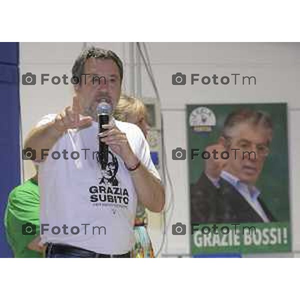 Festa Pomtida ( cisana Bergamasco ) Salvini Locatelli e Sardone cronaca Bergamo Italia Foto Tiziano Manzoni Lapresse