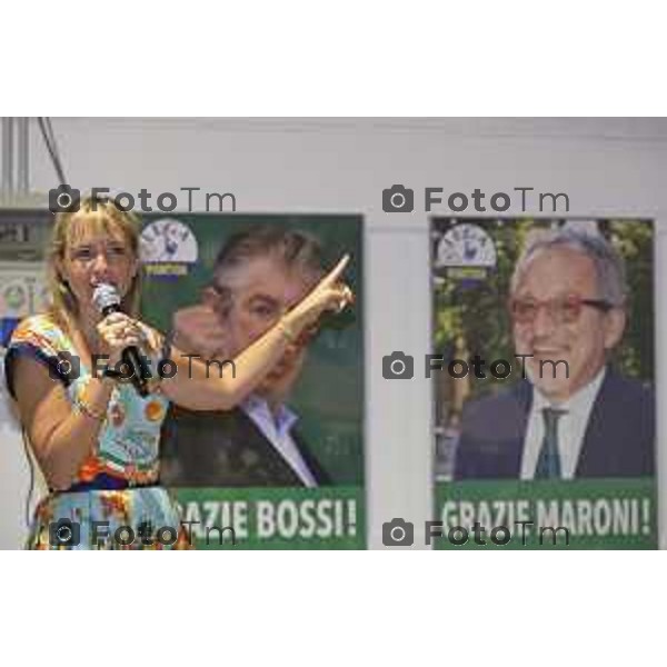 Festa Pomtida ( cisana Bergamasco ) Salvini Locatelli e Sardone cronaca Bergamo Italia Foto Tiziano Manzoni Lapresse