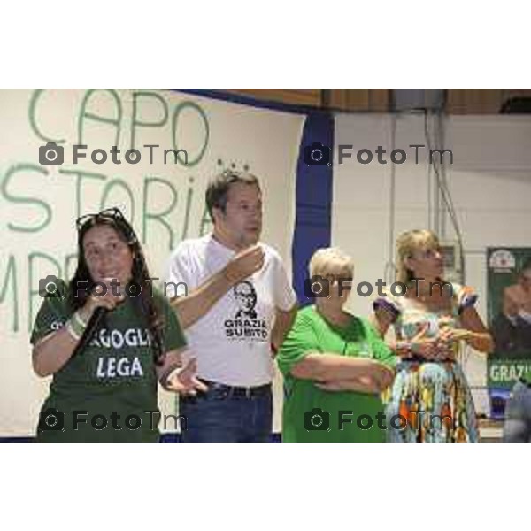 Festa Pomtida ( cisana Bergamasco ) Salvini Locatelli e Sardone cronaca Bergamo Italia Foto Tiziano Manzoni Lapresse