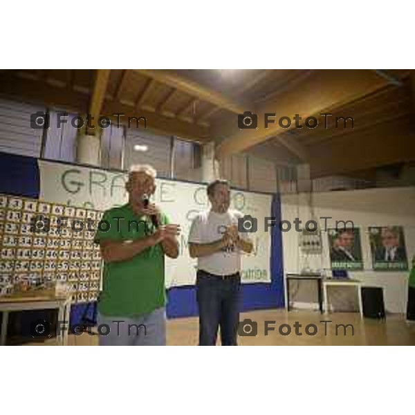 Festa Pomtida ( cisana Bergamasco ) Salvini Locatelli e Sardone cronaca Bergamo Italia Foto Tiziano Manzoni Lapresse