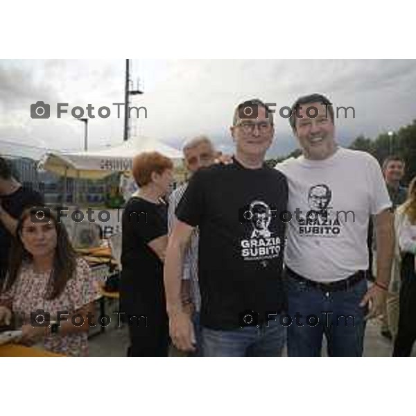 Festa Pomtida ( cisana Bergamasco ) Salvini Locatelli e Sardone cronaca Bergamo Italia Foto Tiziano Manzoni Lapresse