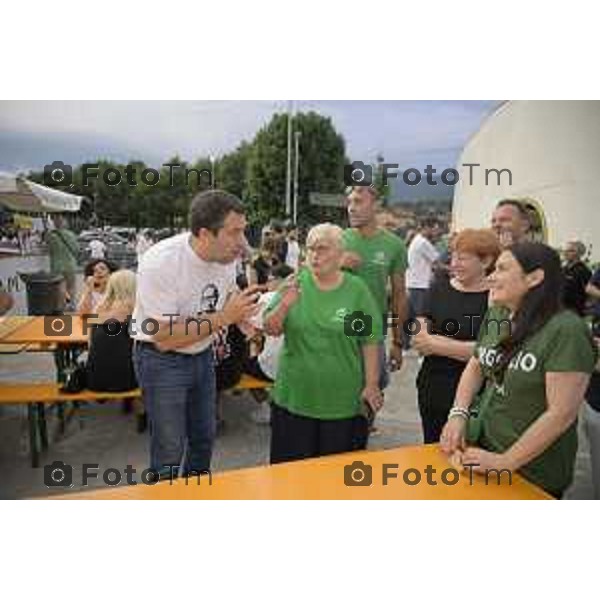Festa Pomtida ( cisana Bergamasco ) Salvini Locatelli e Sardone cronaca Bergamo Italia Foto Tiziano Manzoni Lapresse
