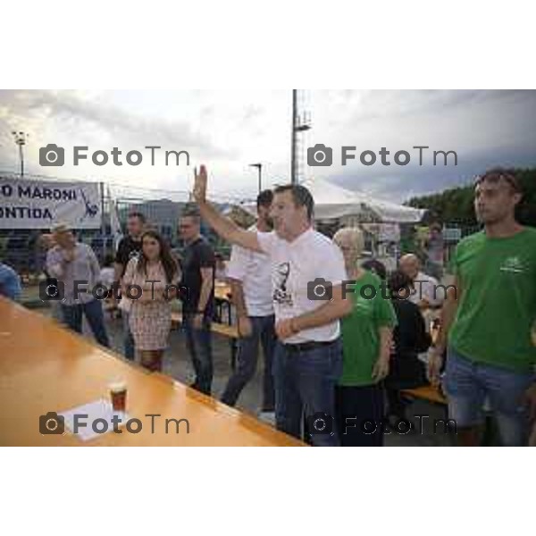 Festa Pomtida ( cisana Bergamasco ) Salvini Locatelli e Sardone cronaca Bergamo Italia Foto Tiziano Manzoni Lapresse
