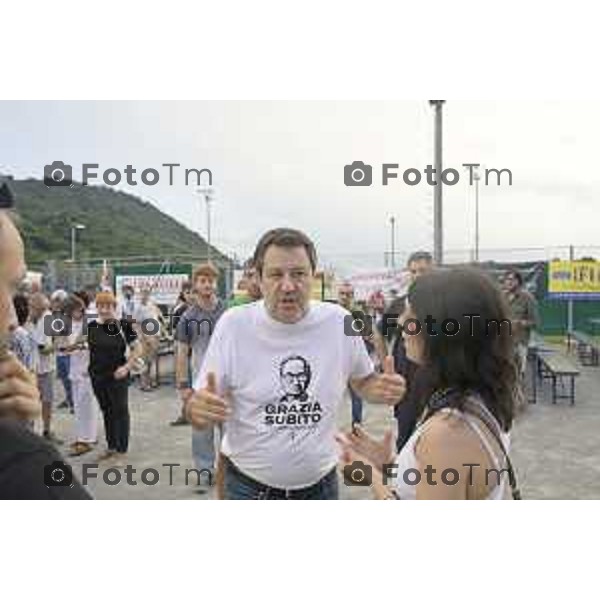 Festa Pomtida ( cisana Bergamasco ) Salvini Locatelli e Sardone cronaca Bergamo Italia Foto Tiziano Manzoni Lapresse