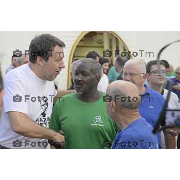 Festa Pomtida ( cisana Bergamasco ) Salvini Locatelli e Sardone cronaca Bergamo Italia Foto Tiziano Manzoni Lapresse