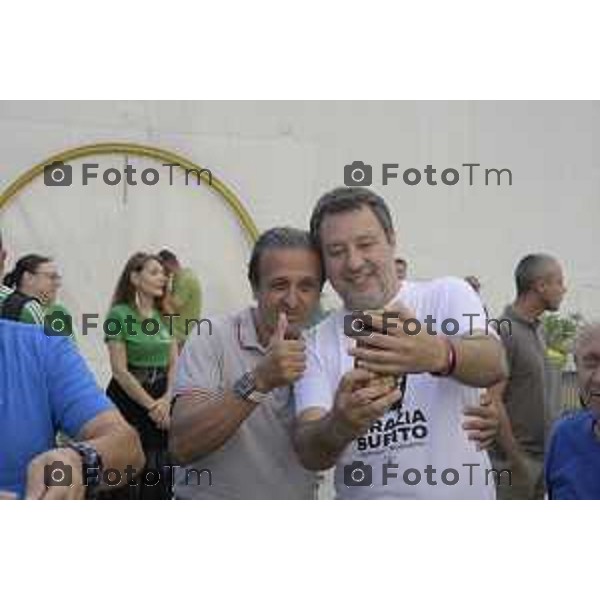 Festa Pomtida ( cisana Bergamasco ) Salvini Locatelli e Sardone cronaca Bergamo Italia Foto Tiziano Manzoni Lapresse