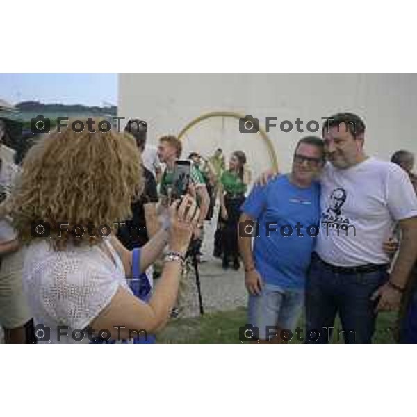 Festa Pomtida ( cisana Bergamasco ) Salvini Locatelli e Sardone cronaca Bergamo Italia Foto Tiziano Manzoni Lapresse