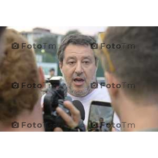 Festa Pomtida ( cisana Bergamasco ) Salvini Locatelli e Sardone cronaca Bergamo Italia Foto Tiziano Manzoni Lapresse