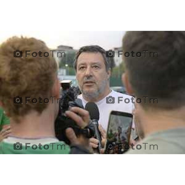 Festa Pomtida ( cisana Bergamasco ) Salvini Locatelli e Sardone cronaca Bergamo Italia Foto Tiziano Manzoni Lapresse