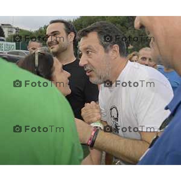 Festa Pomtida ( cisana Bergamasco ) Salvini Locatelli e Sardone cronaca Bergamo Italia Foto Tiziano Manzoni Lapresse