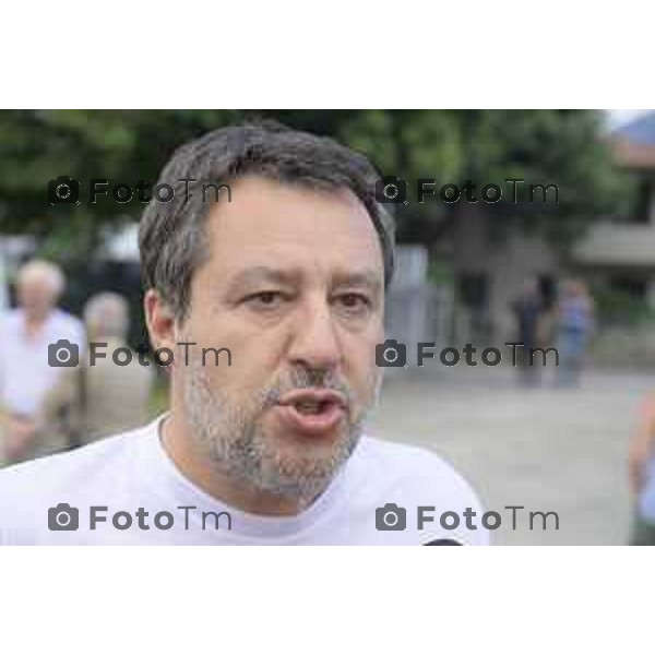 Festa Pomtida ( cisana Bergamasco ) Salvini Locatelli e Sardone cronaca Bergamo Italia Foto Tiziano Manzoni Lapresse