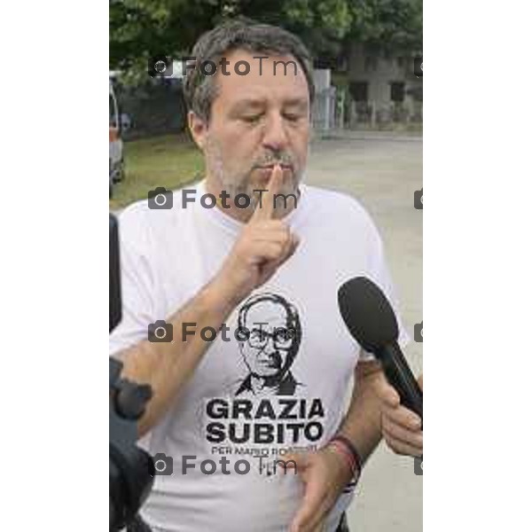 Festa Pomtida ( cisana Bergamasco ) Salvini Locatelli e Sardone cronaca Bergamo Italia Foto Tiziano Manzoni Lapresse