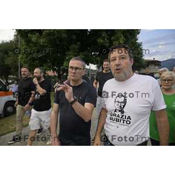 Festa Pomtida ( cisana Bergamasco ) Salvini Locatelli e Sardone cronaca Bergamo Italia Foto Tiziano Manzoni Lapresse