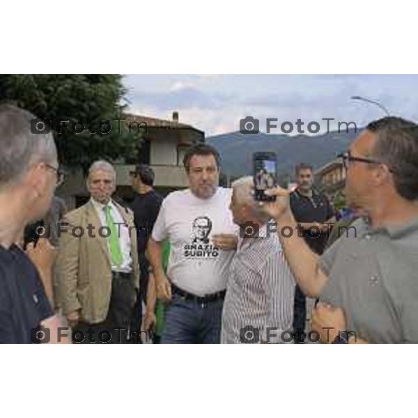 Festa Pomtida ( cisana Bergamasco ) Salvini Locatelli e Sardone cronaca Bergamo Italia Foto Tiziano Manzoni Lapresse