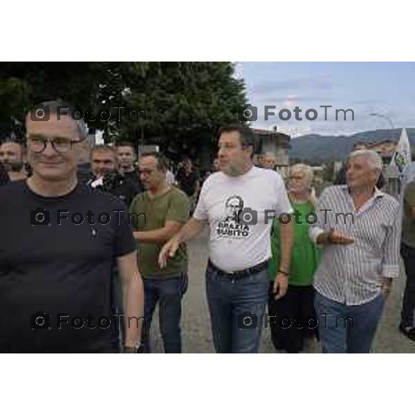Festa Pomtida ( cisana Bergamasco ) Salvini Locatelli e Sardone cronaca Bergamo Italia Foto Tiziano Manzoni Lapresse
