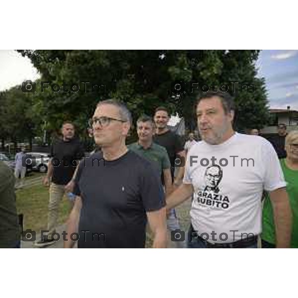 Festa Pomtida ( cisana Bergamasco ) Salvini Locatelli e Sardone cronaca Bergamo Italia Foto Tiziano Manzoni Lapresse