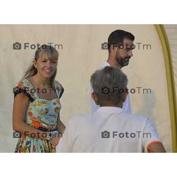 Festa Pomtida ( cisana Bergamasco ) Salvini Locatelli e Sardone cronaca Bergamo Italia Foto Tiziano Manzoni Lapresse