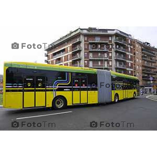 Bergamo viaggio inaugurale del nuovoEBRT elettrico dal capolinea dell\'e-BRT ( fronte alla Stazione Autolinee). a bordo del nuovo autobus tram su gomma. 28 luglio 2026 cronaca Bergamo Italia Foto Tiziano Manzoni Lapresse