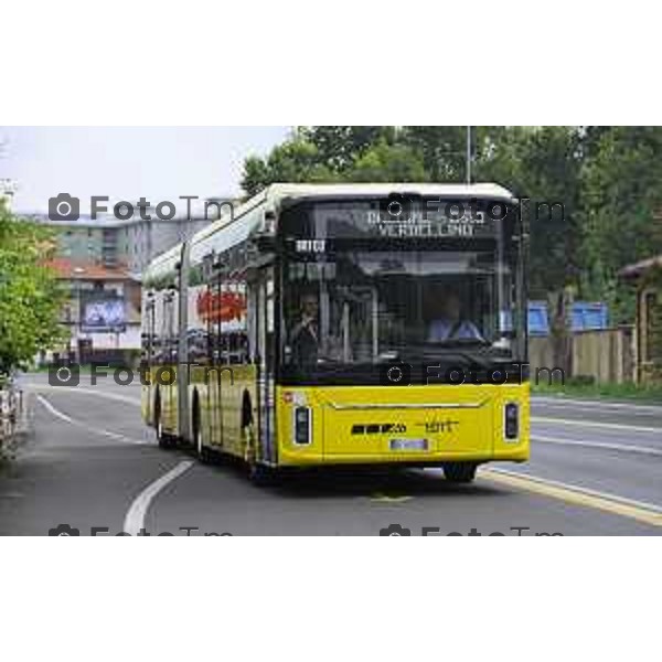Bergamo viaggio inaugurale del nuovoEBRT elettrico dal capolinea dell\'e-BRT ( fronte alla Stazione Autolinee). a bordo del nuovo autobus tram su gomma. 28 luglio 2026 cronaca Bergamo Italia Foto Tiziano Manzoni Lapresse