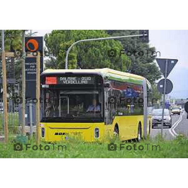Bergamo viaggio inaugurale del nuovoEBRT elettrico dal capolinea dell\'e-BRT ( fronte alla Stazione Autolinee). a bordo del nuovo autobus tram su gomma. 28 luglio 2026 cronaca Bergamo Italia Foto Tiziano Manzoni Lapresse