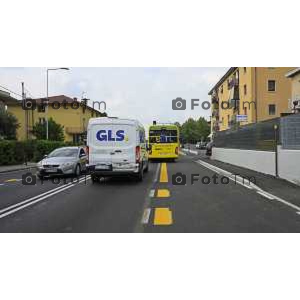 Bergamo viaggio inaugurale del nuovoEBRT elettrico dal capolinea dell\'e-BRT ( fronte alla Stazione Autolinee). a bordo del nuovo autobus tram su gomma. 28 luglio 2026 cronaca Bergamo Italia Foto Tiziano Manzoni Lapresse