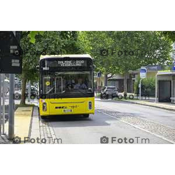 Bergamo viaggio inaugurale del nuovoEBRT elettrico dal capolinea dell\'e-BRT ( fronte alla Stazione Autolinee). a bordo del nuovo autobus tram su gomma. 28 luglio 2026 cronaca Bergamo Italia Foto Tiziano Manzoni Lapresse