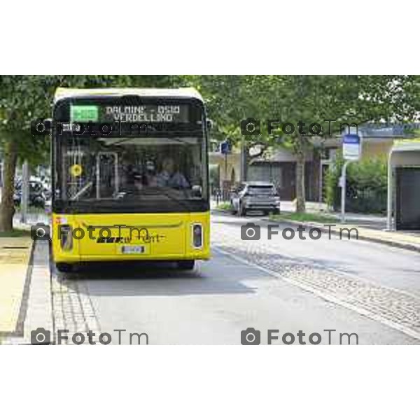 Bergamo viaggio inaugurale del nuovoEBRT elettrico dal capolinea dell\'e-BRT ( fronte alla Stazione Autolinee). a bordo del nuovo autobus tram su gomma. 28 luglio 2026 cronaca Bergamo Italia Foto Tiziano Manzoni Lapresse