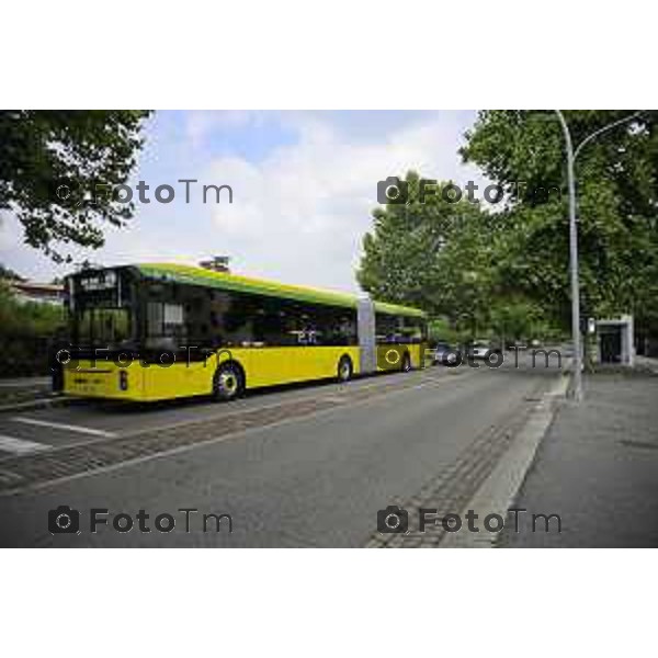 Bergamo viaggio inaugurale del nuovoEBRT elettrico dal capolinea dell\'e-BRT ( fronte alla Stazione Autolinee). a bordo del nuovo autobus tram su gomma. 28 luglio 2026 cronaca Bergamo Italia Foto Tiziano Manzoni Lapresse