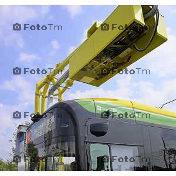 Bergamo viaggio inaugurale del nuovoEBRT elettrico dal capolinea dell\'e-BRT ( fronte alla Stazione Autolinee). a bordo del nuovo autobus tram su gomma. 28 luglio 2026 cronaca Bergamo Italia Foto Tiziano Manzoni Lapresse