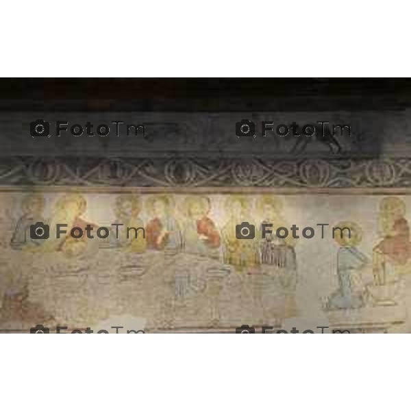 Bergamo presentazione fine restauri Aula Picta del Museo diocesano Bernareggi, restituita alla città dopo il restauro degli affreschi medievali 17 settembre 2026 cronaca Bergamo Italia Foto Tiziano Manzoni Lapresse