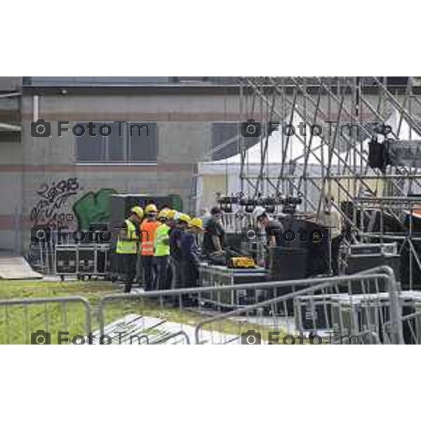 Bergamo Preparazione palco raduno leghisti Pontida 2026 18 Settembre 2026 cronaca Bergamo Italia Foto Tiziano Manzoni Lapresse