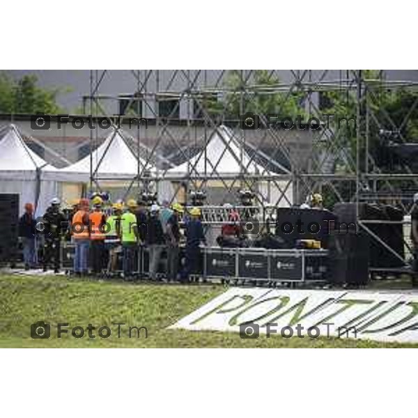 Bergamo Preparazione palco raduno leghisti Pontida 2026 18 Settembre 2026 cronaca Bergamo Italia Foto Tiziano Manzoni Lapresse