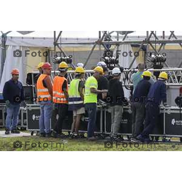 Bergamo Preparazione palco raduno leghisti Pontida 2026 18 Settembre 2026 cronaca Bergamo Italia Foto Tiziano Manzoni Lapresse
